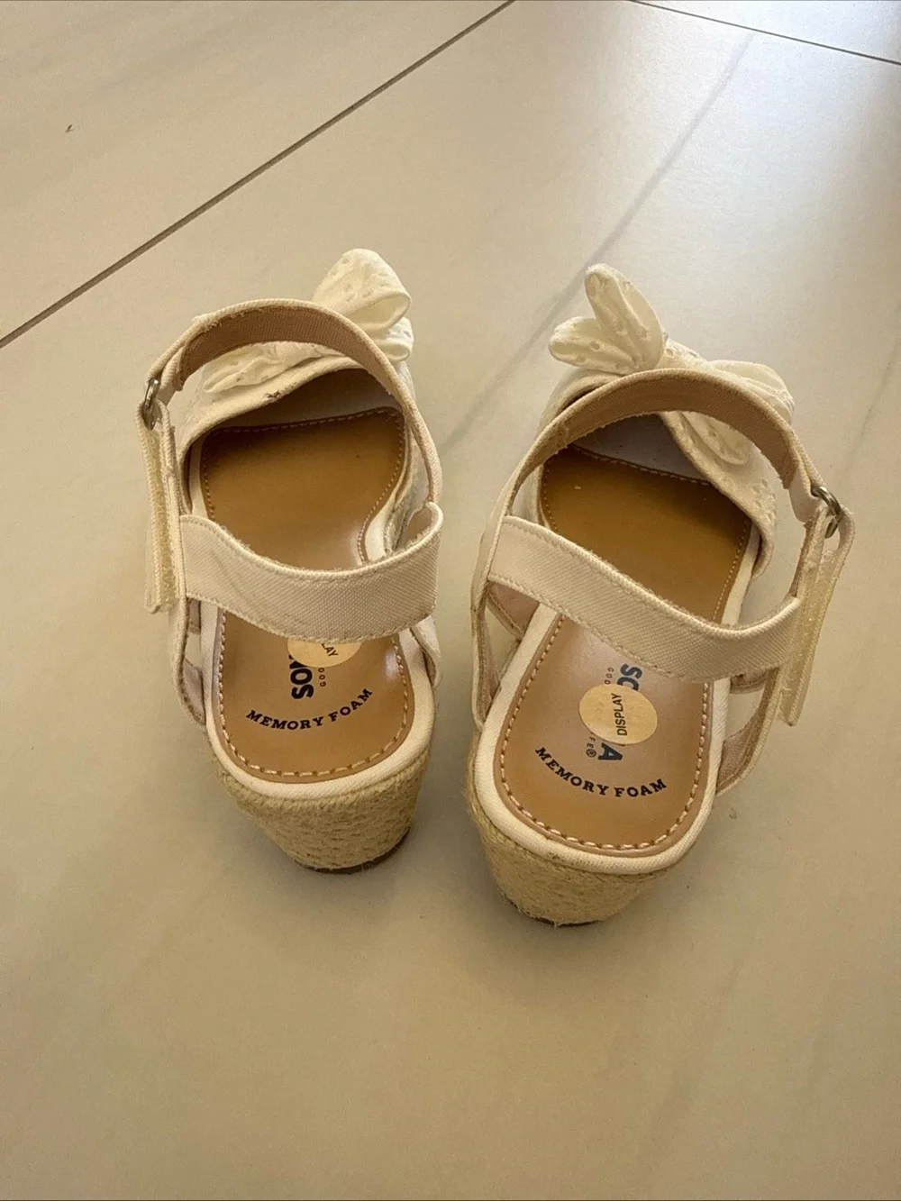 Girls White Bow Espadrille Dress Sandals